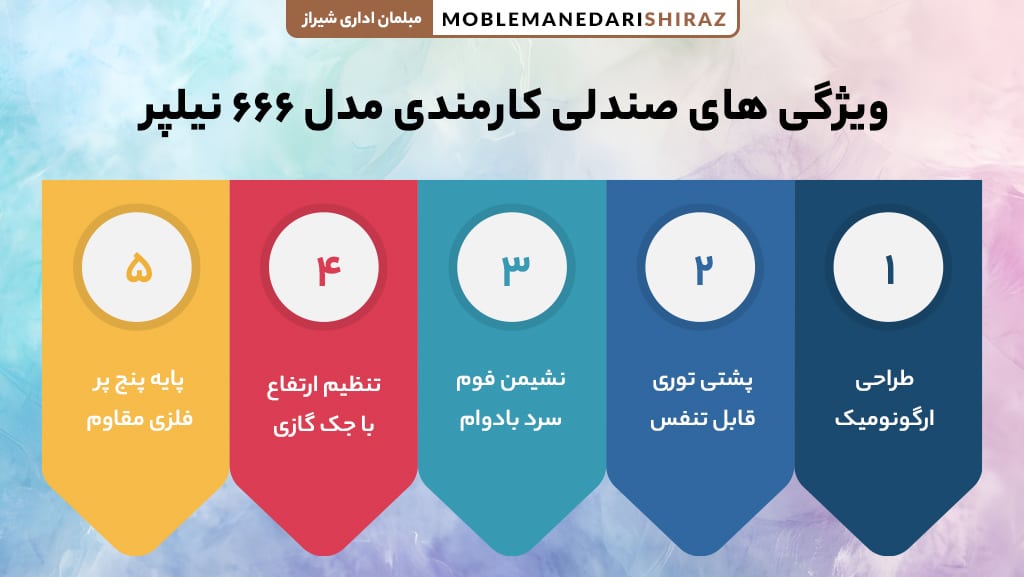 صندلی کارمندی نیلپر مدل 666 – خرید صندلی اداری ارگونومیک و راحت برای کارمندان