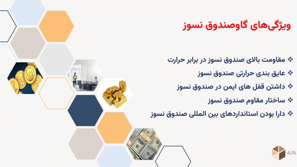 اصلی ترین ویزگی گاوصندوق نسوز، محافظت در برابر آتش سوزی و سرقت می باشد